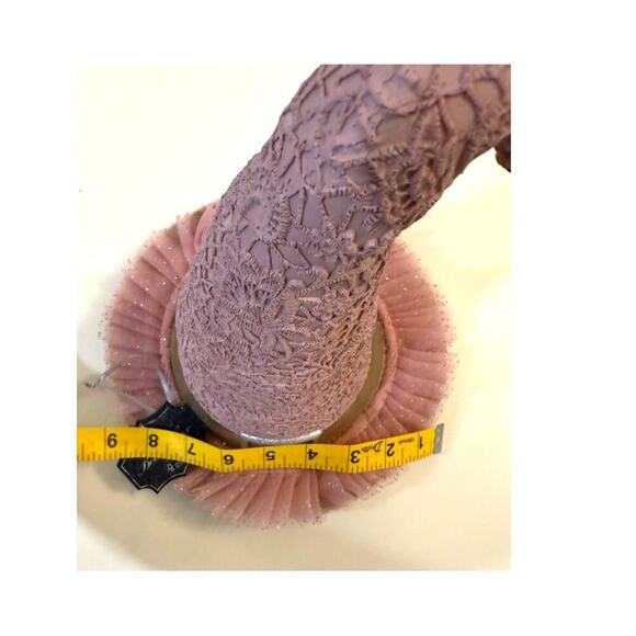 Whimsical Glam Pink Witch Hat Halloween Decor Lace Tulle Gold Trim Bella Lux - Picture 6 of 6